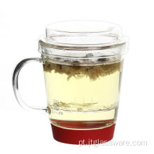Chávena de chá de vidro para uma pessoa para escritório com infusor